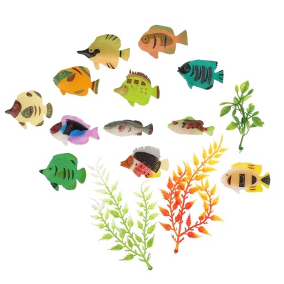 Игрушка пластизоль рифовые рыбки 12 рыбок + 4 водоросли в асс-те/пакет ИГРАЕМ ВМЕСТЕ B1358418-R